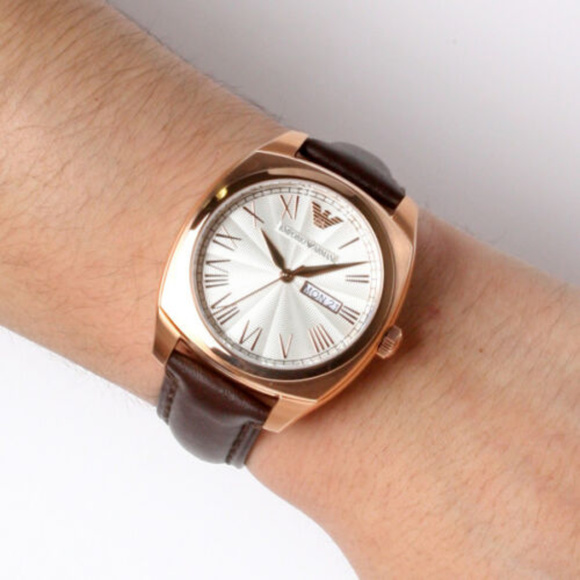 Emporio Armani Men\'s Leather Quartz Dress Watch